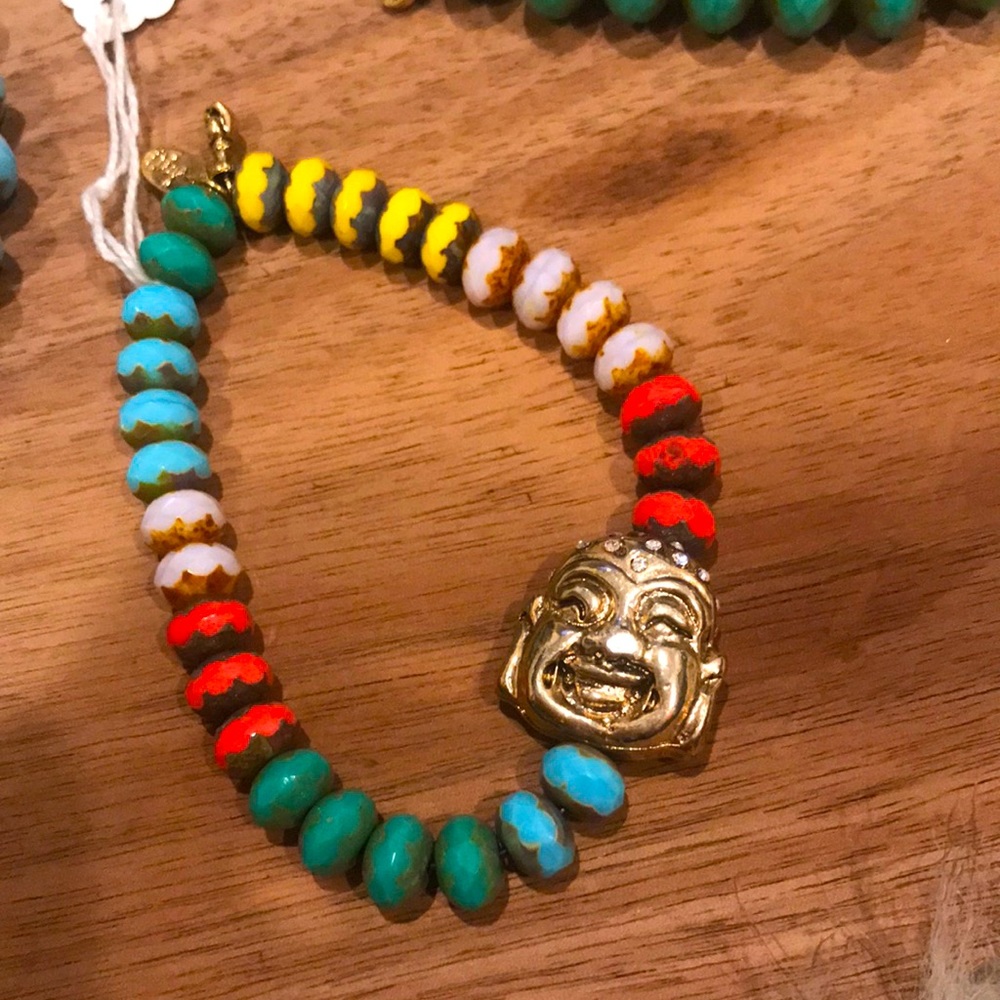 Multi color beaded Buddha bracelet